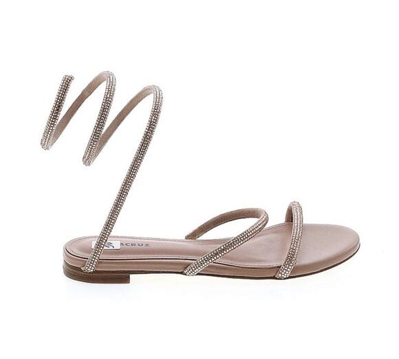 Lola Cruz Shoes - Lola Cruz Piale Pink Cream Blush Rhinestone Wrap Flat Sandals 36
